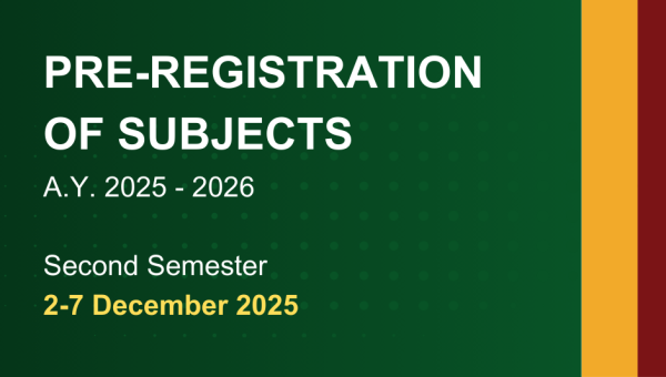 REMINDER: Pre-registration of subjects for Second Semester, AY 2025-2026